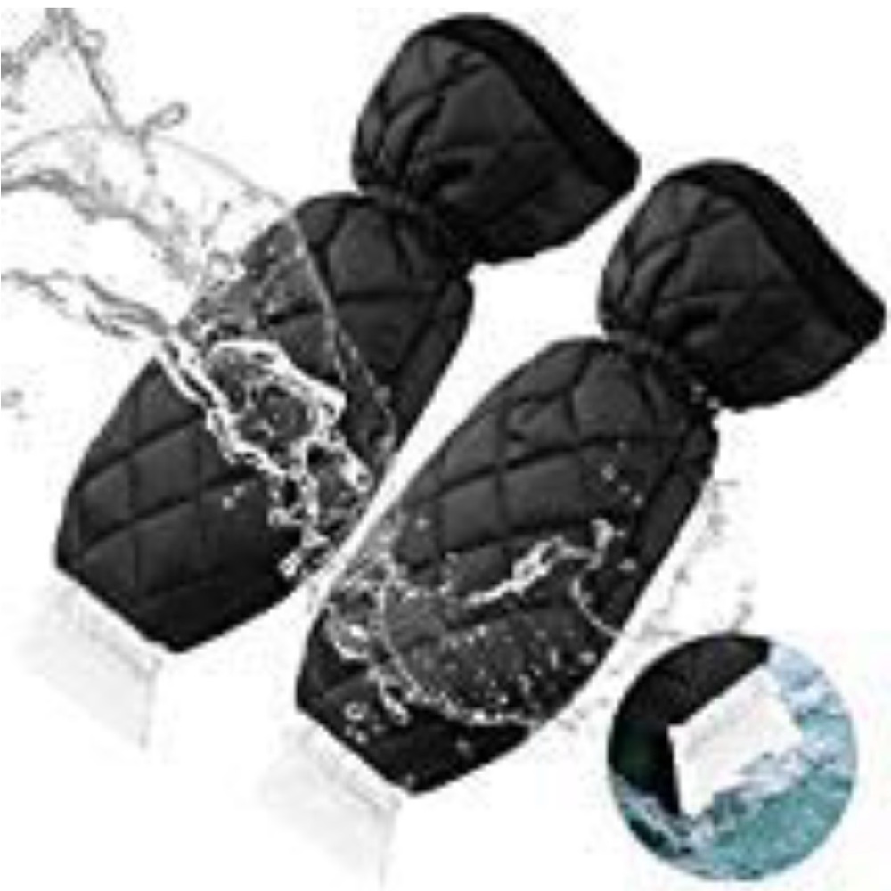 Pair of 2 Ice Scraper Waterproof Gloves Mitts
